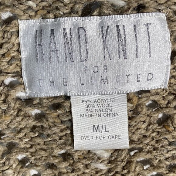 Vintage The Limited Hand Knit Wool Blend V Neck Tunic Sweater Open Knit - Picture 3 of 4